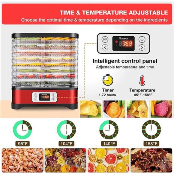 Food Dehydrator Machine, 400W 8 Trays Dehydrators for Food - Picture 4 of 6